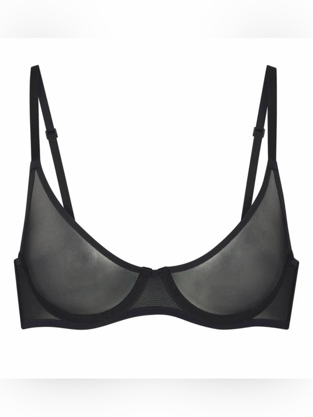Skims Ultra Fine Mesh Underwire Scoop Bra Onyx Black
